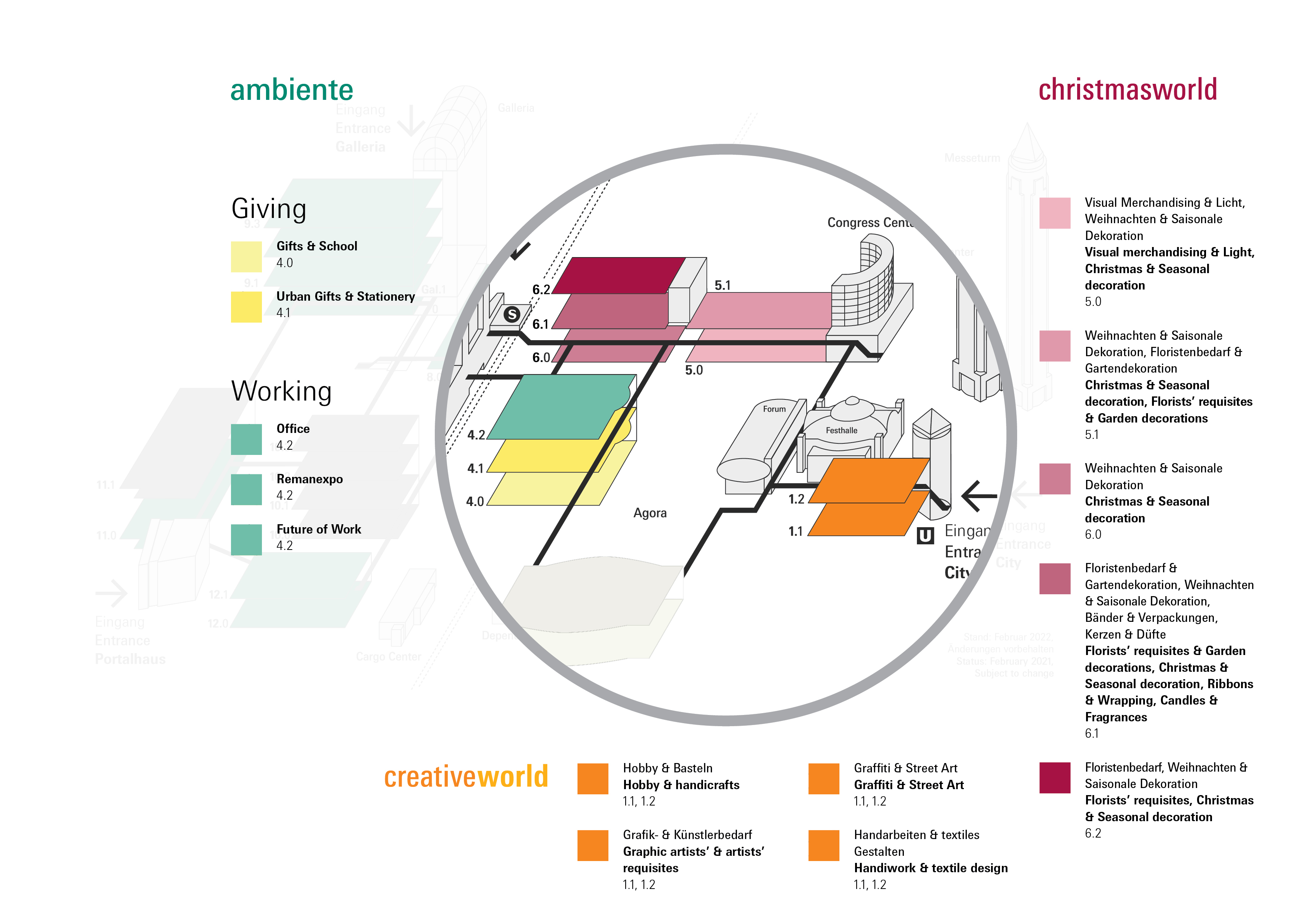 Hall plan Ambiente, Creativeworld and Christmasworld 2023