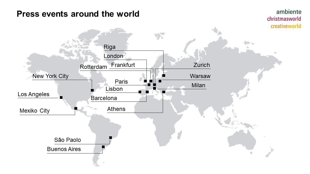 Around the world - the press events of the consumer goods fairs inform, inspire and encourage networking. Photo: Messe Frankfurt.